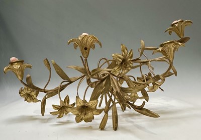 Lot 201 - A 20th century brass wall mounted candle...