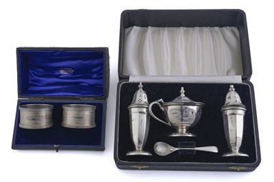 Lot 266 - A cased silver condiment set, by Viner's Ltd....