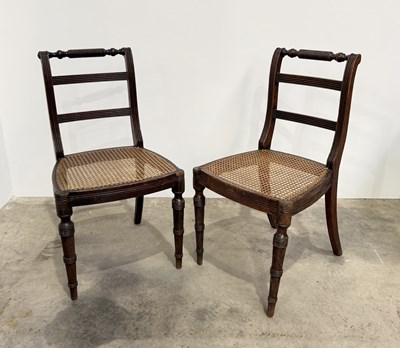 Lot 853 - A pair of mid 19th century mahogany caned...
