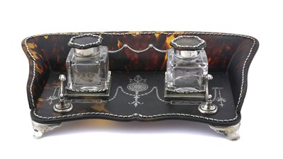 Lot 82 - An Edwardian tortoiseshell and silver pique...