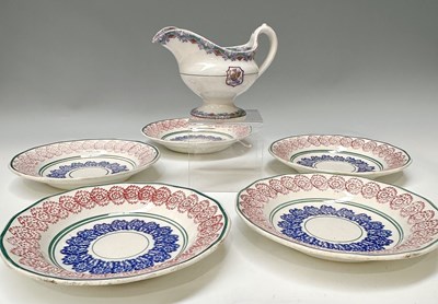 Lot 138 - A set of five sponge-decorated pearlware...