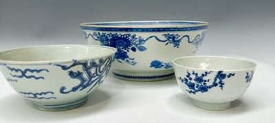 Lot 147 - Three Chinese blue and white bowls, including...