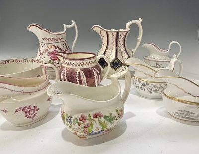 Lot 30 - English ceramics including pink lustre reserve...