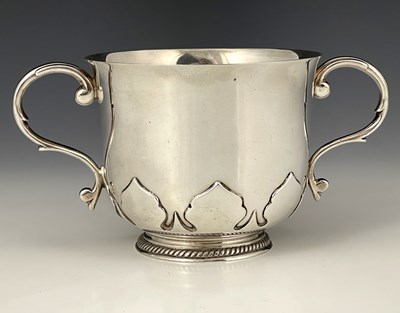 Lot 23 - A George V silver two-handle porringer,...