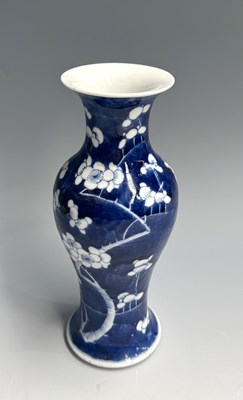 Lot 192 - Blue and white prunus vase of baluster form,...
