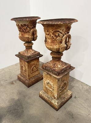 Lot 833 - A pair of late 19th century cast iron campagna...