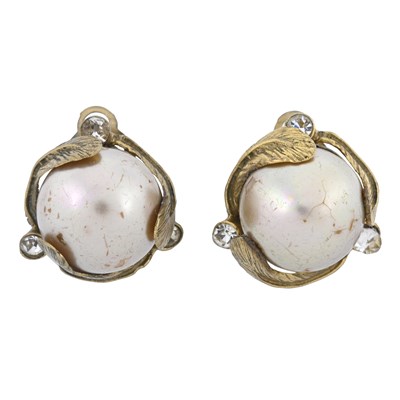 Lot 330 - Chanel by Robert Goossens, a pair of 1960s pearl leaf clip-on earrings.