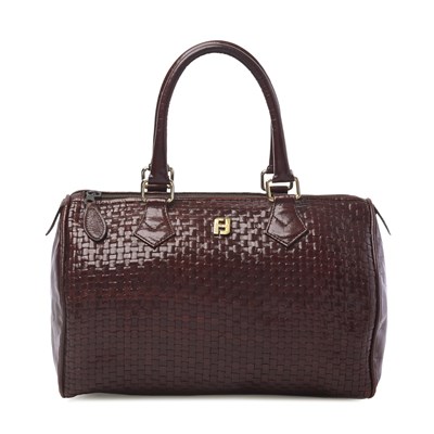 Lot 396 - Fendi, a vintage woven leather Boston bag.