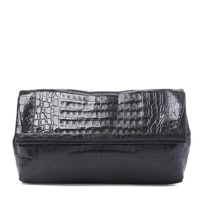 Lot 537 - Nancy Gonzalez, a Crocodile Foldover clutch.
