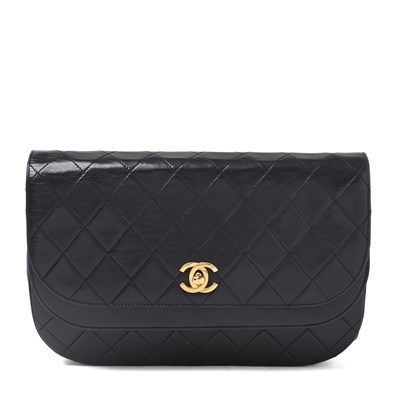 Lot 296 - Chanel, a vintage Half Moon Double Flap handbag.