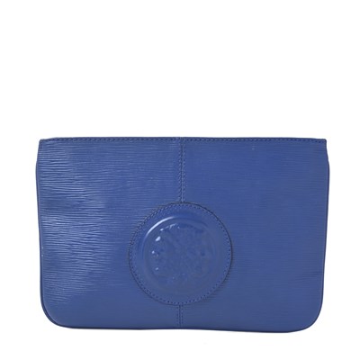Lot 398 - Fendi, a vintage blue leather clutch bag.