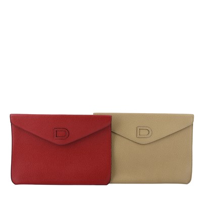 Lot 391 - Delvaux, two vintage leather Envelope Clutch bags.