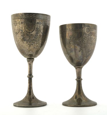 Lot 197 - Two Victorian silver goblets, the taller by...