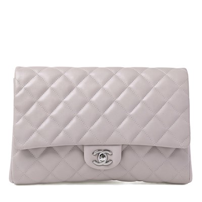 Lot 306 - Chanel, a grey Timeless Chain Clutch Flap bag.