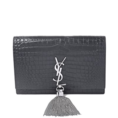 Lot 565 - Saint Laurent, a grey embossed Kate Tassel handbag.