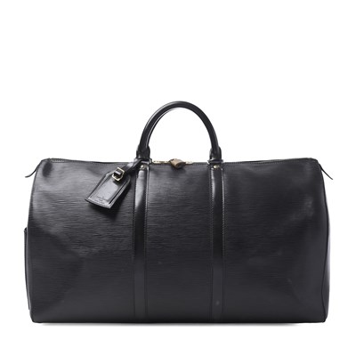 Lot 490 - Louis Vuitton, a black epi Keepall 50 luggage bag.