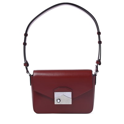 Lot 527 - Montblanc, a red leather Meisterstuck messenger bag.