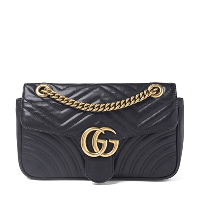 Lot 422 - Gucci, a black leather Marmont handbag.