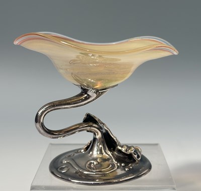 Lot 306 - An Art Nouveau style silver covered art glass...