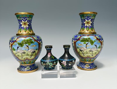Lot 196 - A pair of early 20th century cloisonné vases...