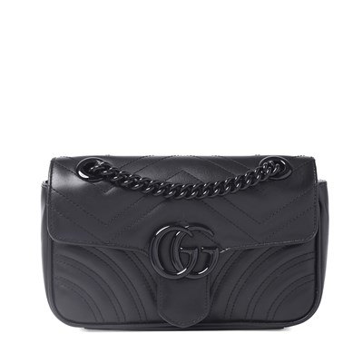 Lot 432 - Gucci, a small black leather Marmont handbag.