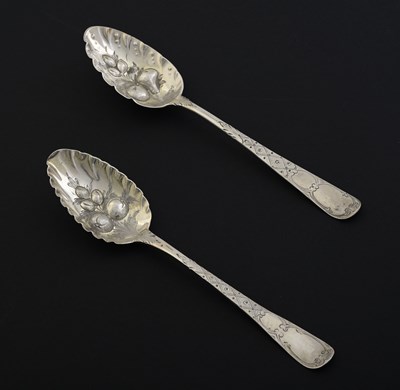 Lot 291 - Two silver tablespoons, later converted to...