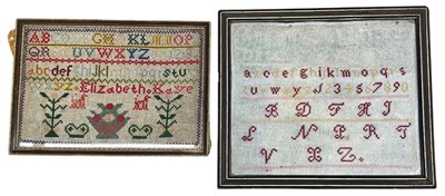 Lot 388A - Two alphabet samplers, one dated 1889, 24 by...