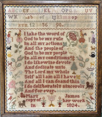 Lot 413 - A later copy of an 1824 sampler by Mary James,...