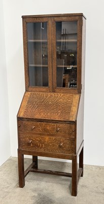 Lot 788 - A Heals attributed quarter sawn oak bureau...