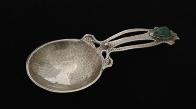 Lot 134 - A George V Arts & Crafts silver caddy spoon,...