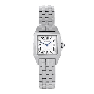 Lot 204 - Cartier, a stainless steel Santos Demoiselle bracelet watch