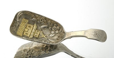 Lot 120 - A George III silver parcel gilt caddy spoon,...