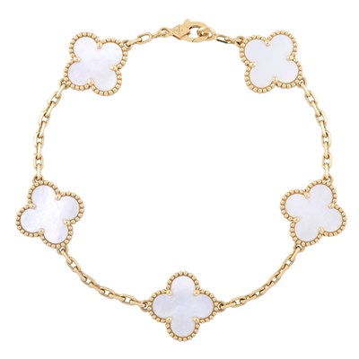 Lot 41 - Van Cleef & Arpels, an 18ct gold Vintage Alhambra mother-of-pearl bracelet