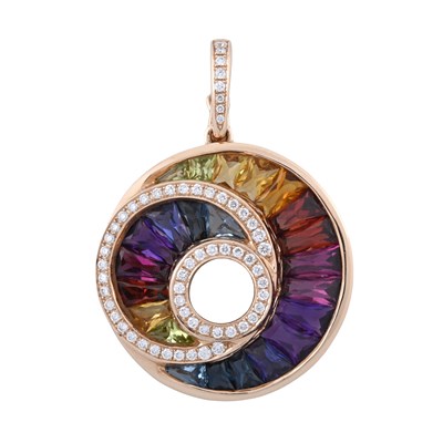 Lot 54 - Bellarri, a brilliant-cut diamond and multi-gem The Cove Enhancer pendant