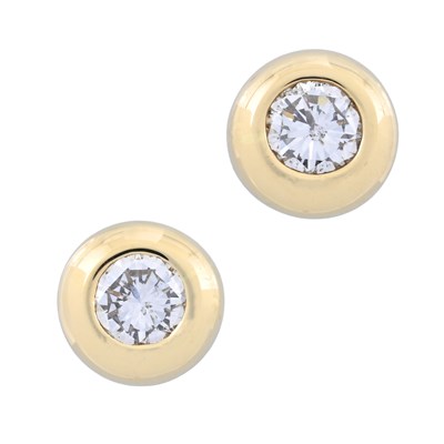 Lot 178 - A pair of brilliant-cut diamond single stone stud earrings