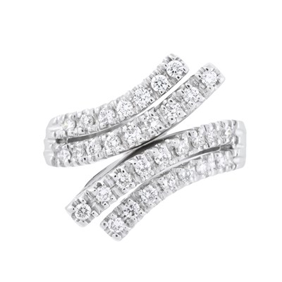 Lot 184 - An 18ct gold brilliant-cut diamond crossover dress ring