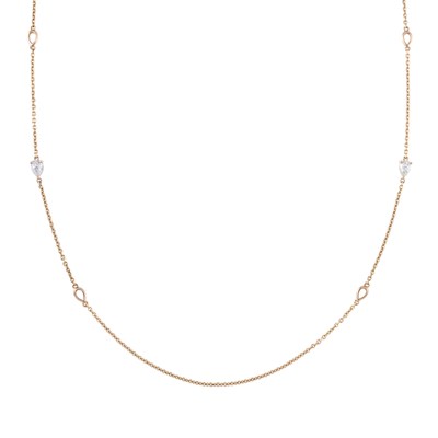 Lot 142 - A fine chain necklace with pear-shape diamond and loop highlights