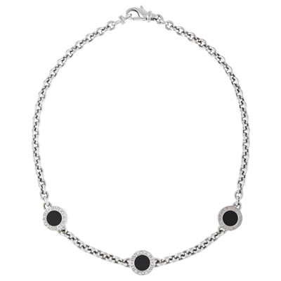 Lot 133 - Bulgari, an onyx triple disc Bulgari Bulgari belcher-link chain necklace
