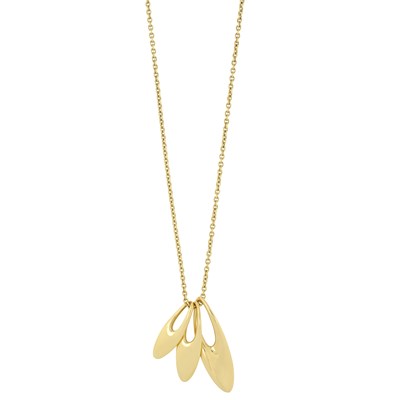 Lot 58 - Georg Jensen, by Regitze Overgaard, an 18ct gold Zephyr graduated triple pendant necklace
