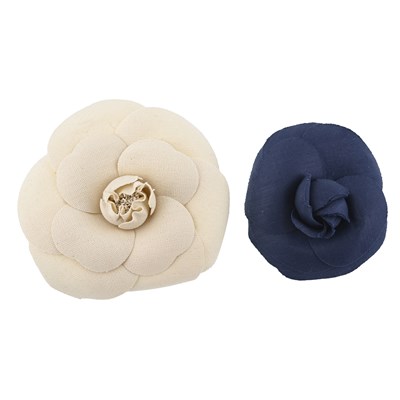 Lot 353 - Chanel, two vintage Camellia flower brooches.