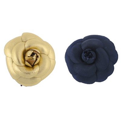 Lot 351 - Chanel, two vintage Camellia flower brooches.