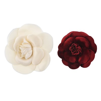 Lot 352 - Chanel, two vintage Camellia flower brooches.
