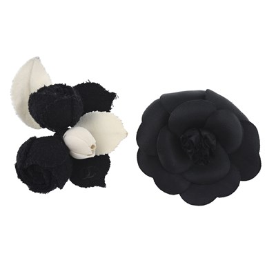Lot 357 - Chanel, two vintage Camellia flower brooches.