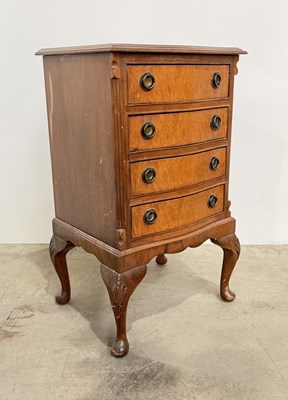 Lot 765 - A small burr walnut chest of drawers/bedside...