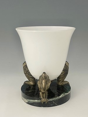 Lot 171 - An Art Deco patinated art metal and granite...