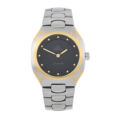 Lot 222 - Omega, a bi-metal Seamaster Polaris Multifunction bracelet watch