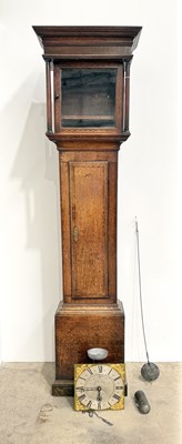 Lot 787 - Mid to late 18th century oak longcase clock,...