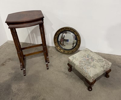Lot 754 - An incomplete nest of 20th century burr walnut-...