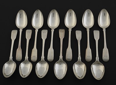 Lot 283 - A set of twelve George III fiddle pattern...