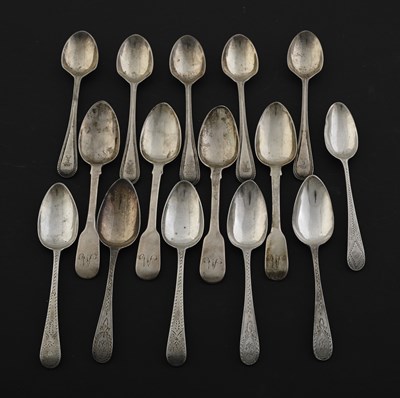 Lot 227 - A group of silver teaspoons, various dates and...